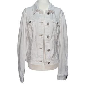 American Eagle White Denim Classic Button Up Collared Jean Jacket Size XL